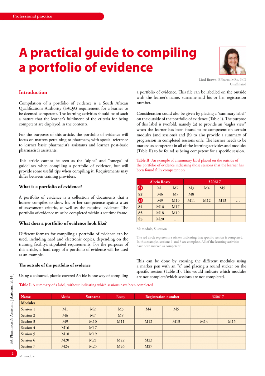 what is a portfolio of evidence pdf