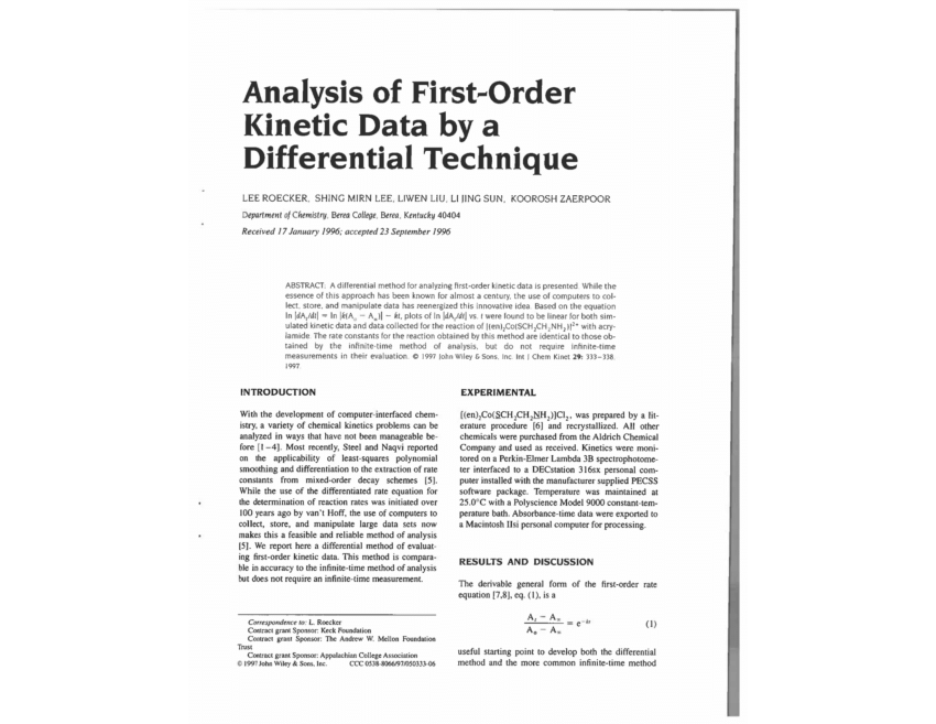 pdf-analysis-of-first-order-kinetic-data-by-a-differential-technique