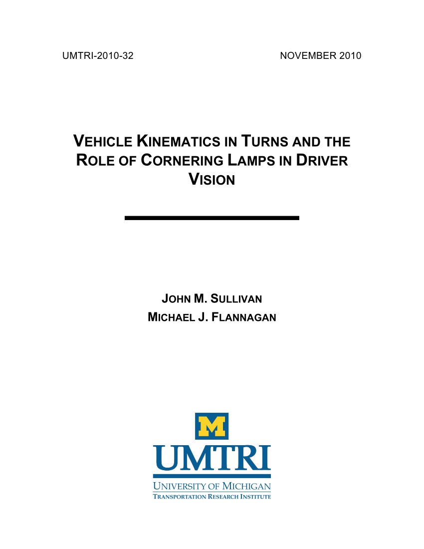 PDF) Vehicle Kinematics in Turns and the Role of Cornering Lamps ...