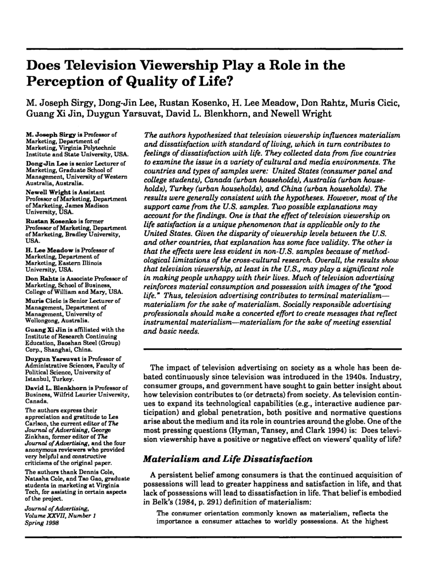 (PDF) Does Television Viewership Play a Role in the Perception of