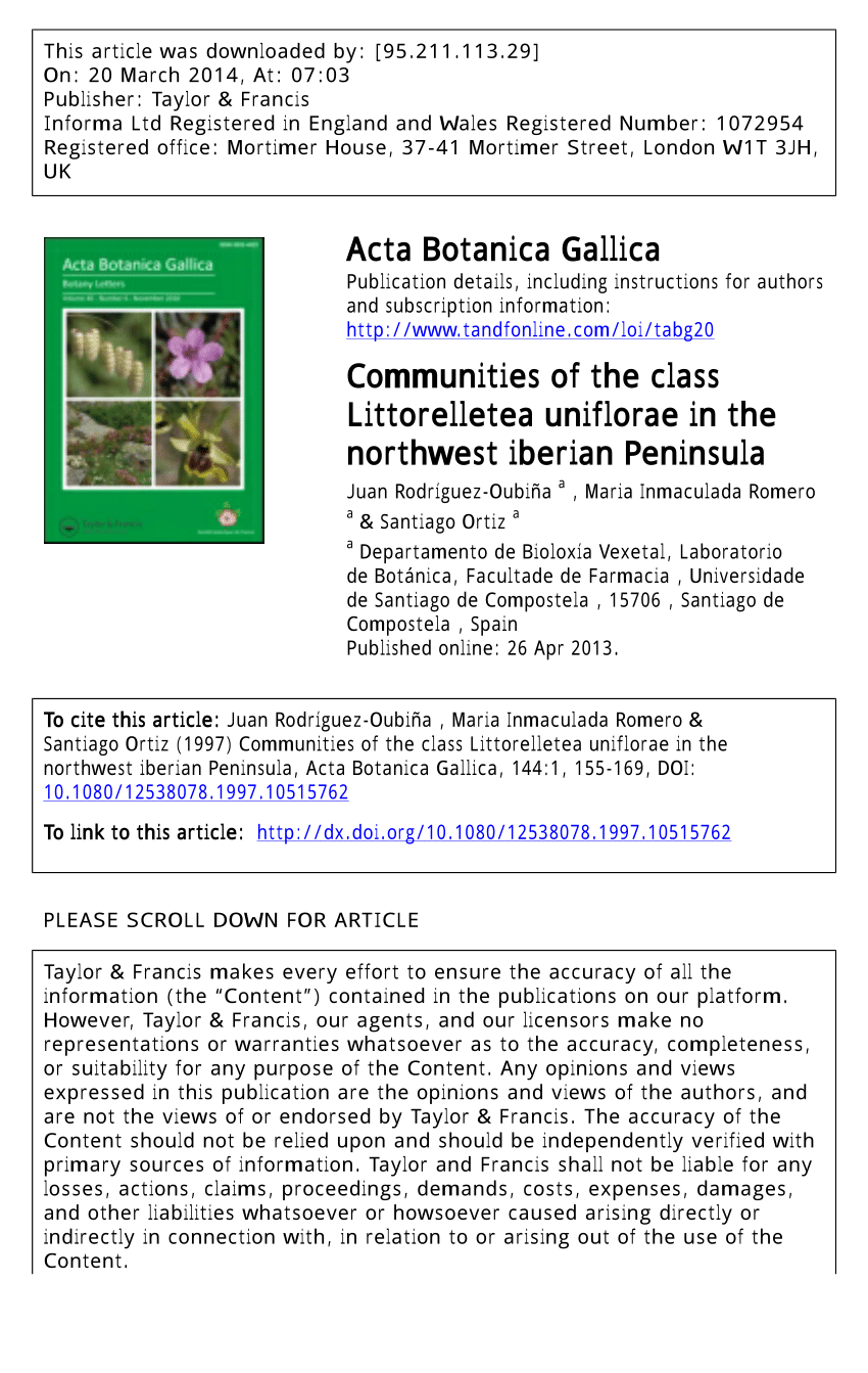 PDF) Communities of the class Littorelletea uniflorae in the