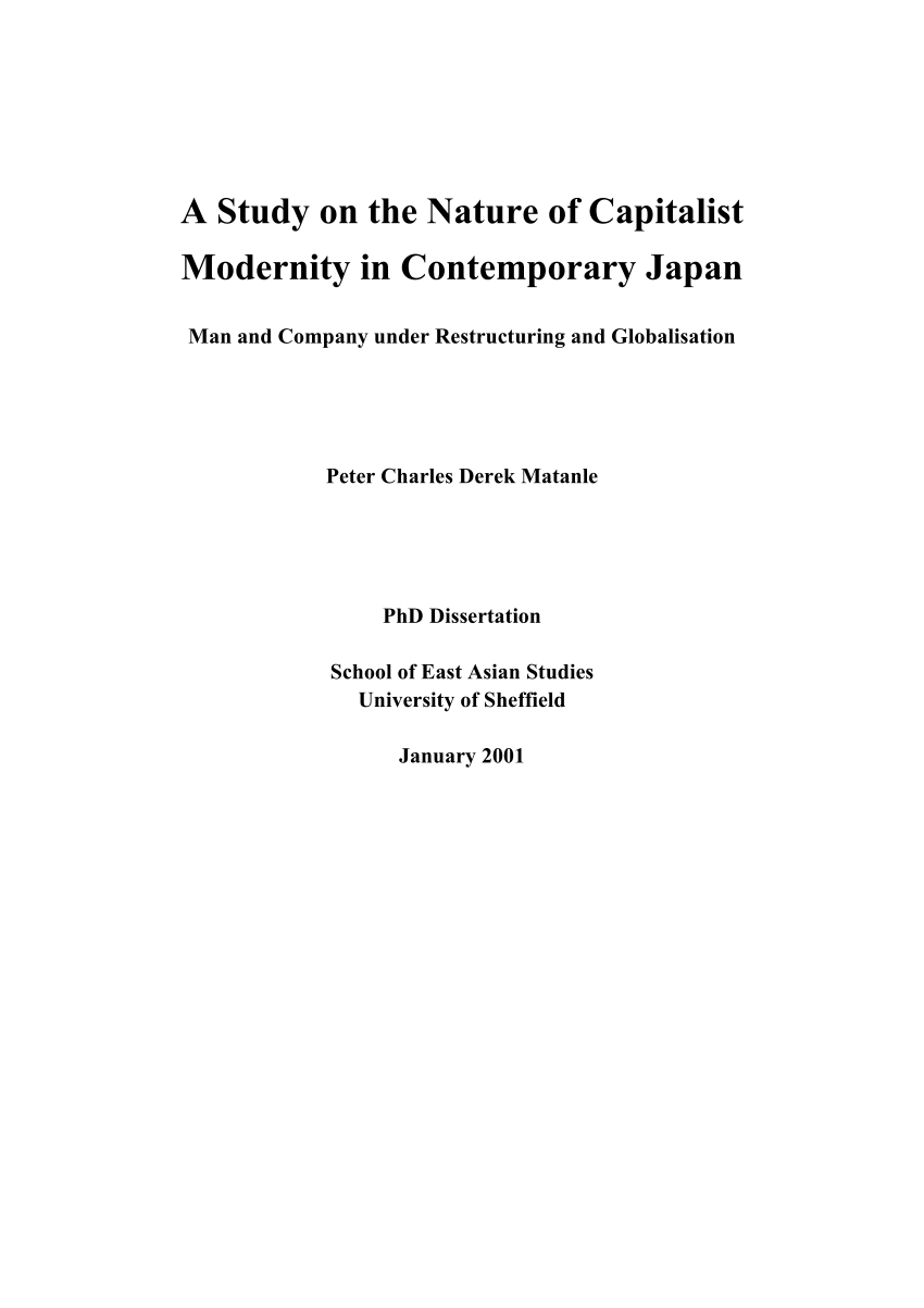 PDF) A Study on the Nature of Capitalist Modernity in Contemporary