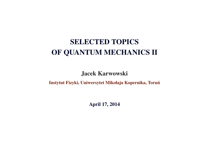 quantum mechanics research topics