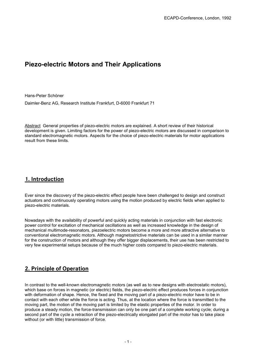 (PDF) PdII: Piezo-electric motors and their applications