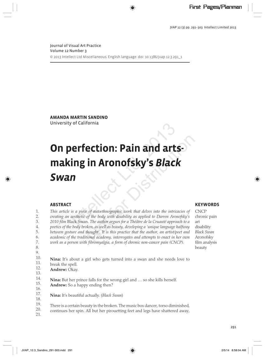 PDF) On Pain and arts-making in Aronofsky's Black Swan