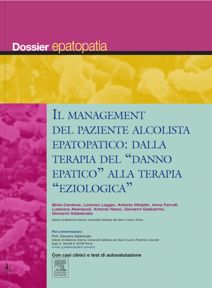 Pdf Il Management Del Paziente Alcolista Epatopatico Dalla