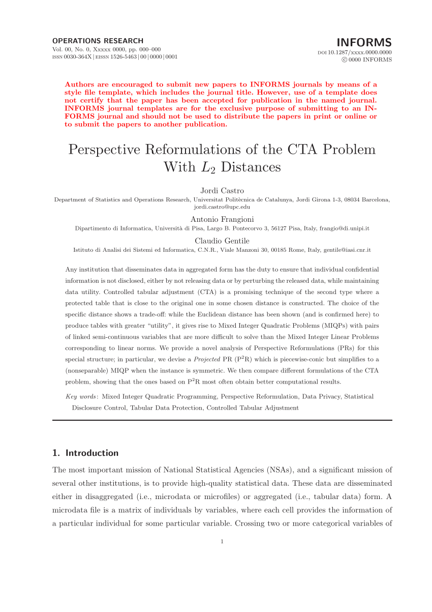 PDF) Perspective Reformulations of the CTA Problem with L_2 Distances