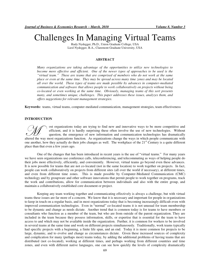 managing virtual teams thesis statement