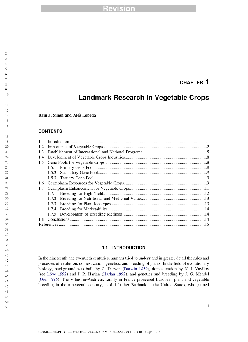 (PDF) Landmark Research in Vegetable Crops