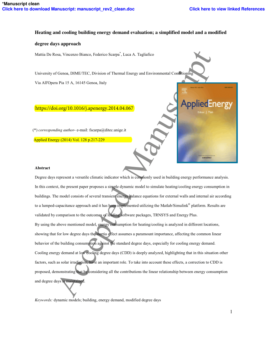 Pdf Heating And Cooling Building Energy Demand Evaluation A