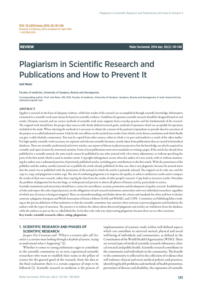 a research paper for plagiarism