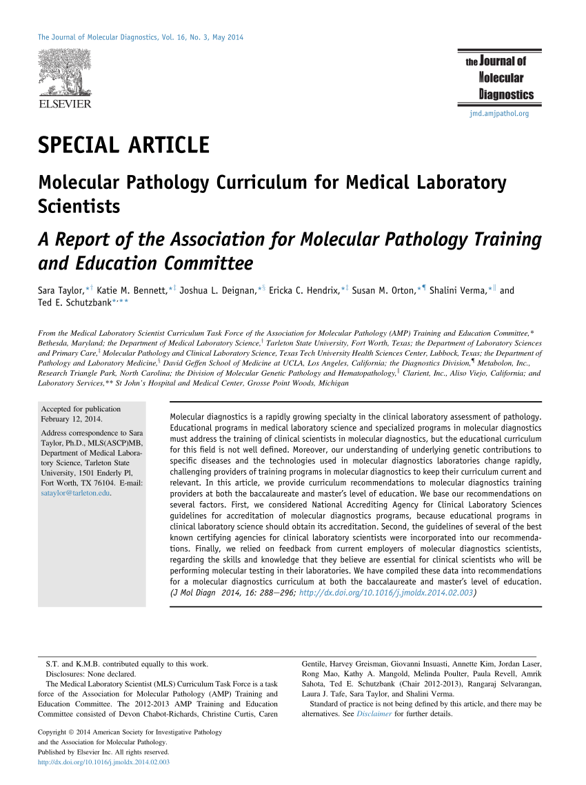 Pdf Molecular Pathology Curriculum For Medical Laboratory