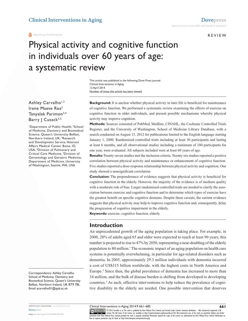 Physical activity and cognitive function in older persons – SEMS-journal