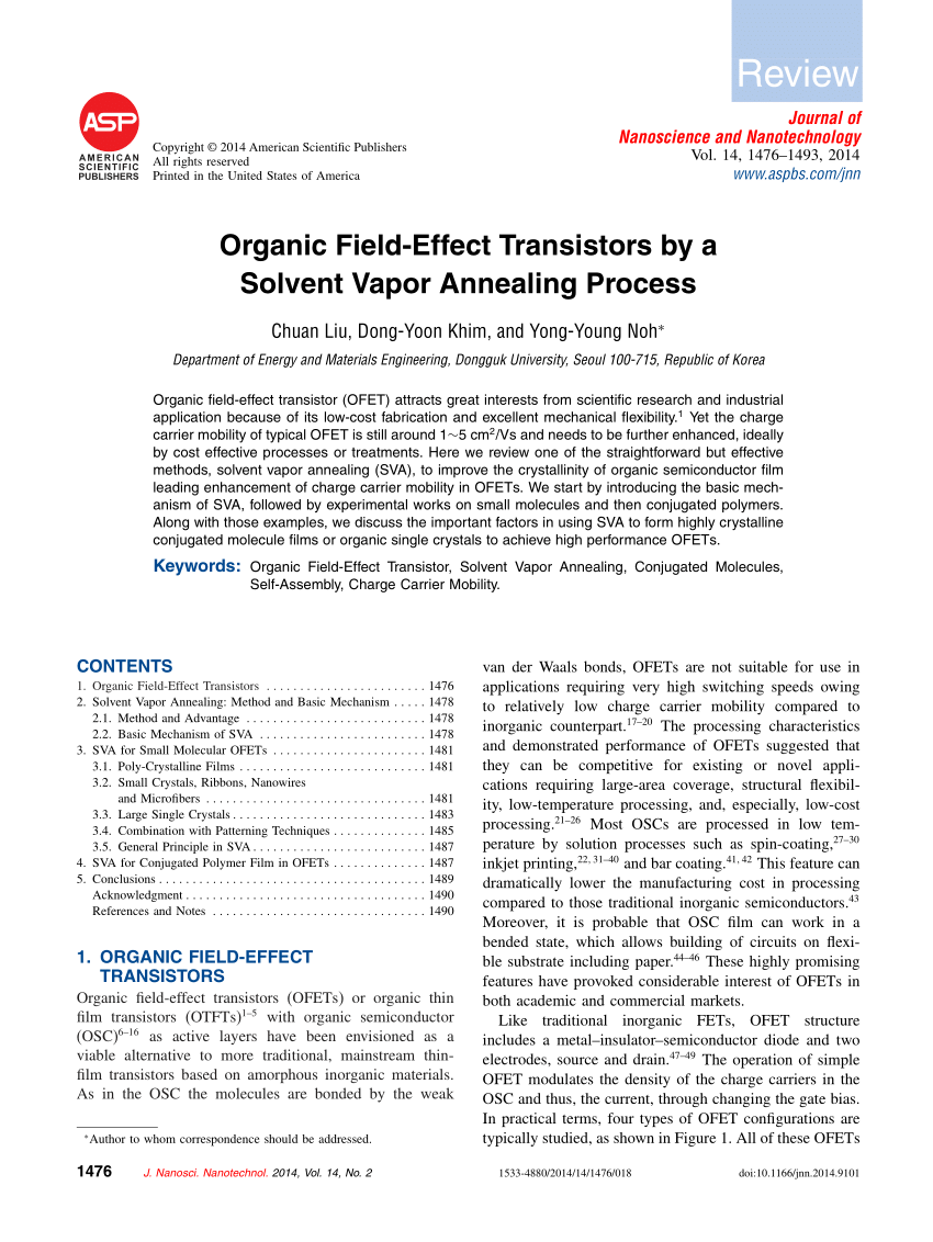 research papers on organic field effect transistors