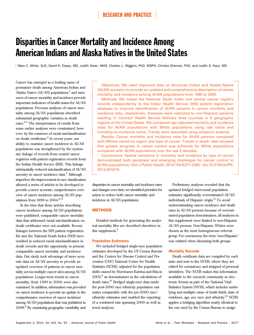 Pdf Disparities In Cancer Mortality And Incidence Among American