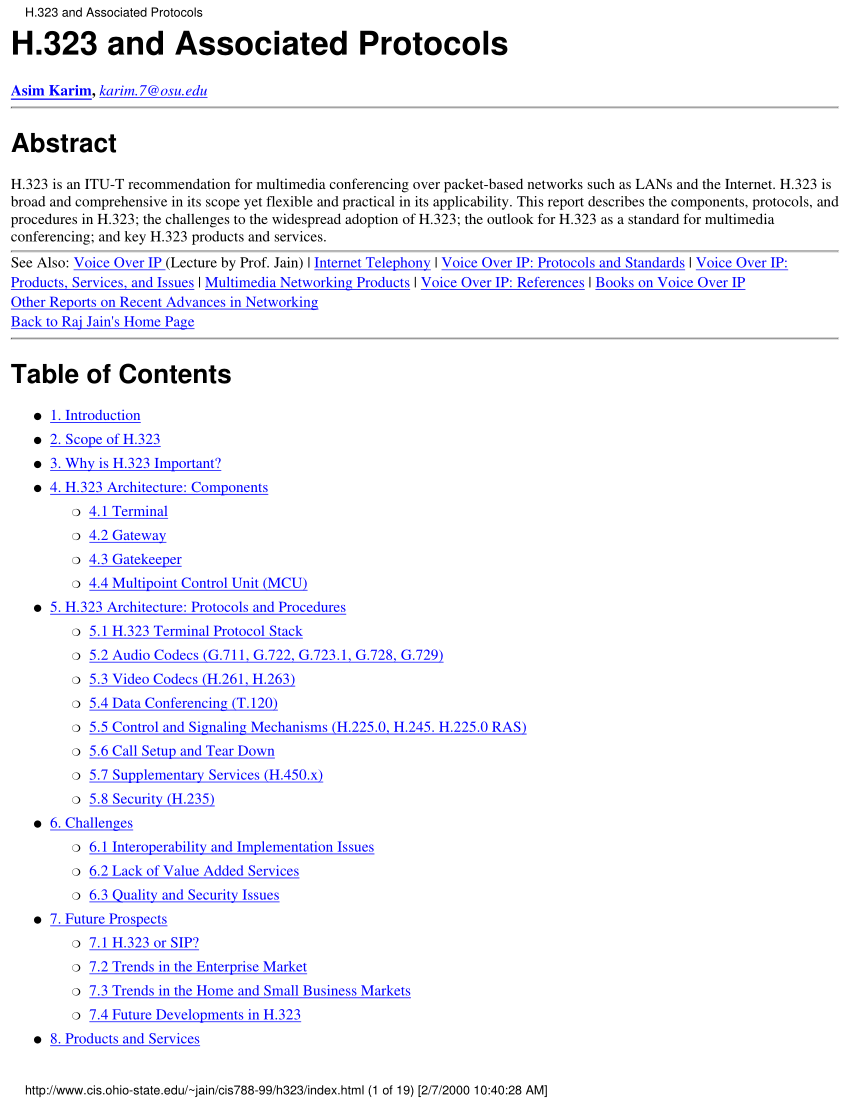 PDF) H.323 and Associated Protocols