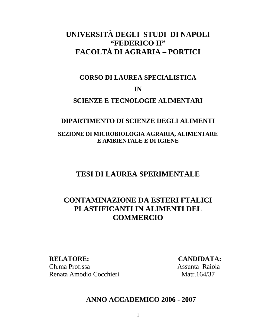 PDF) Contaminazione da esteri ftalici plastificanti in alimenti del  commercio