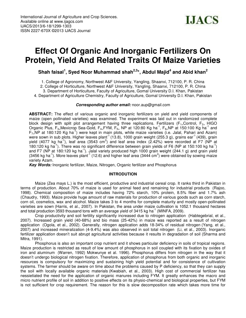 literature review on organic and inorganic fertilizer