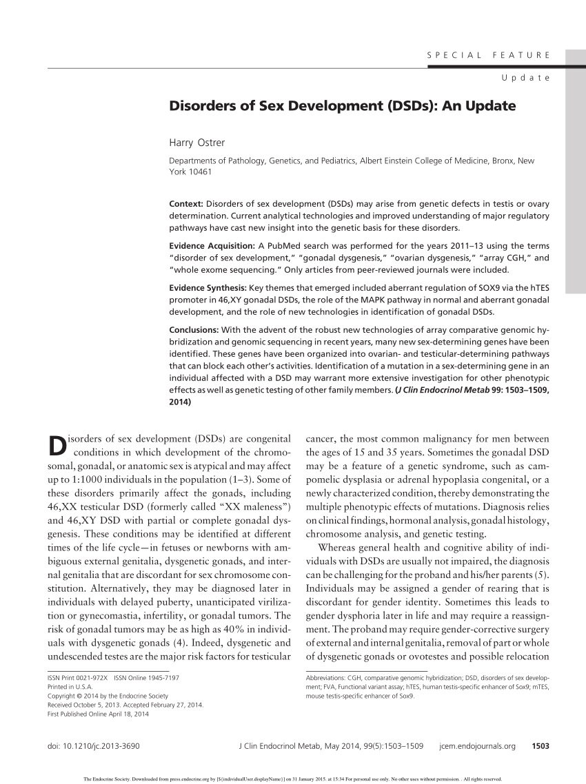 Pdf Disorders Of Sex Development Dsds An Update