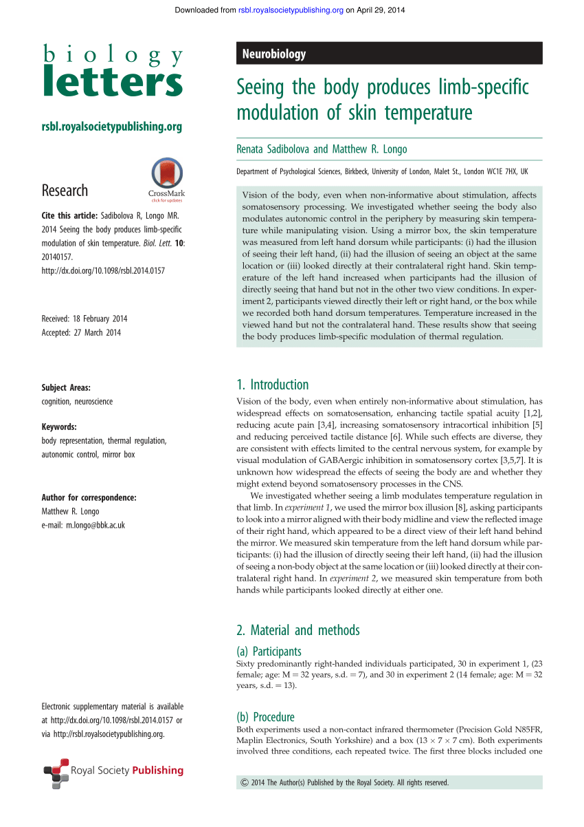 The rubber hand illusion induced by visual-thermal stimulation