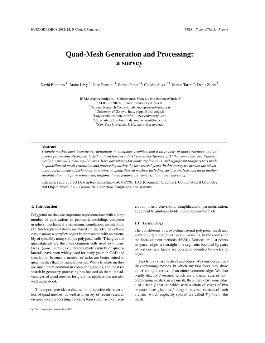 Labe koepel Vergelijkbaar PDF) Quad‐Mesh Generation and Processing: A Survey
