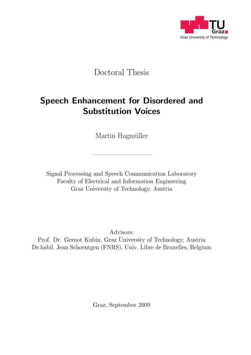 PDF) Speech Enhancement for Disordered and Substitution Voices