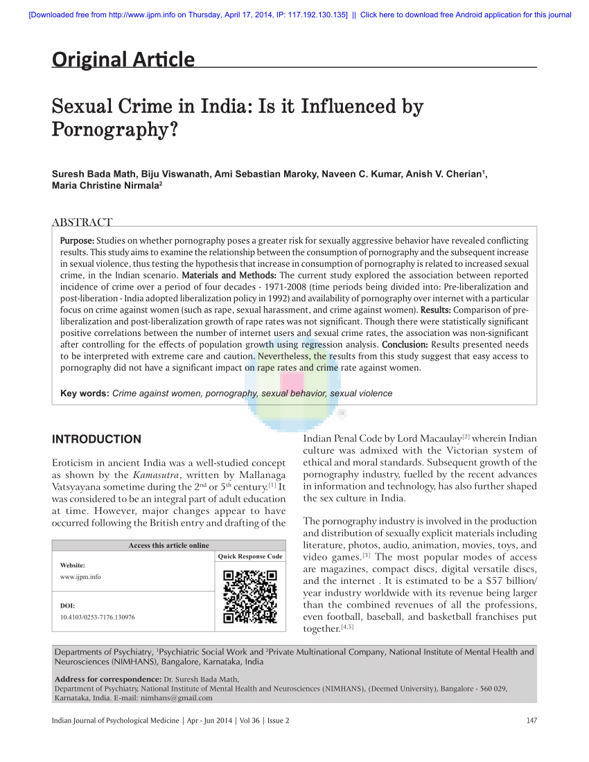Sex Sms India Dawnlod - PDF) Sexual crime in India: Is it influenced by pornography?