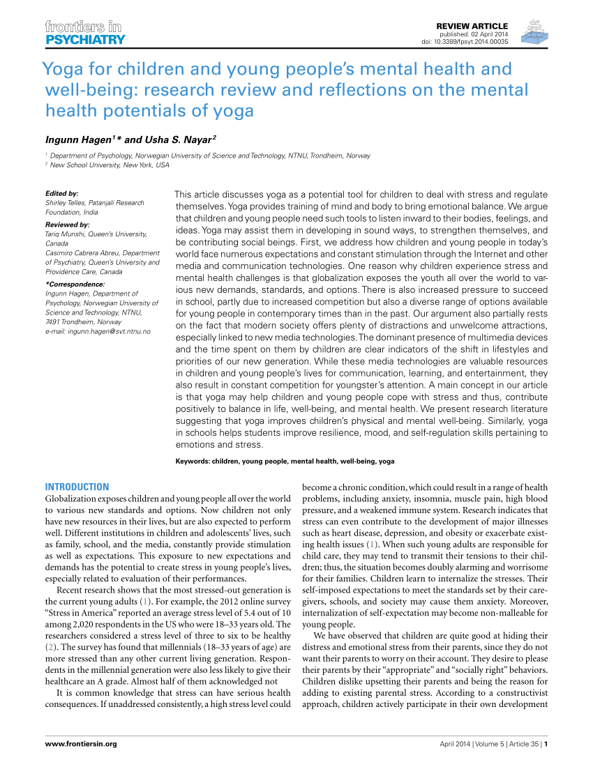 research paper on yoga and mental health