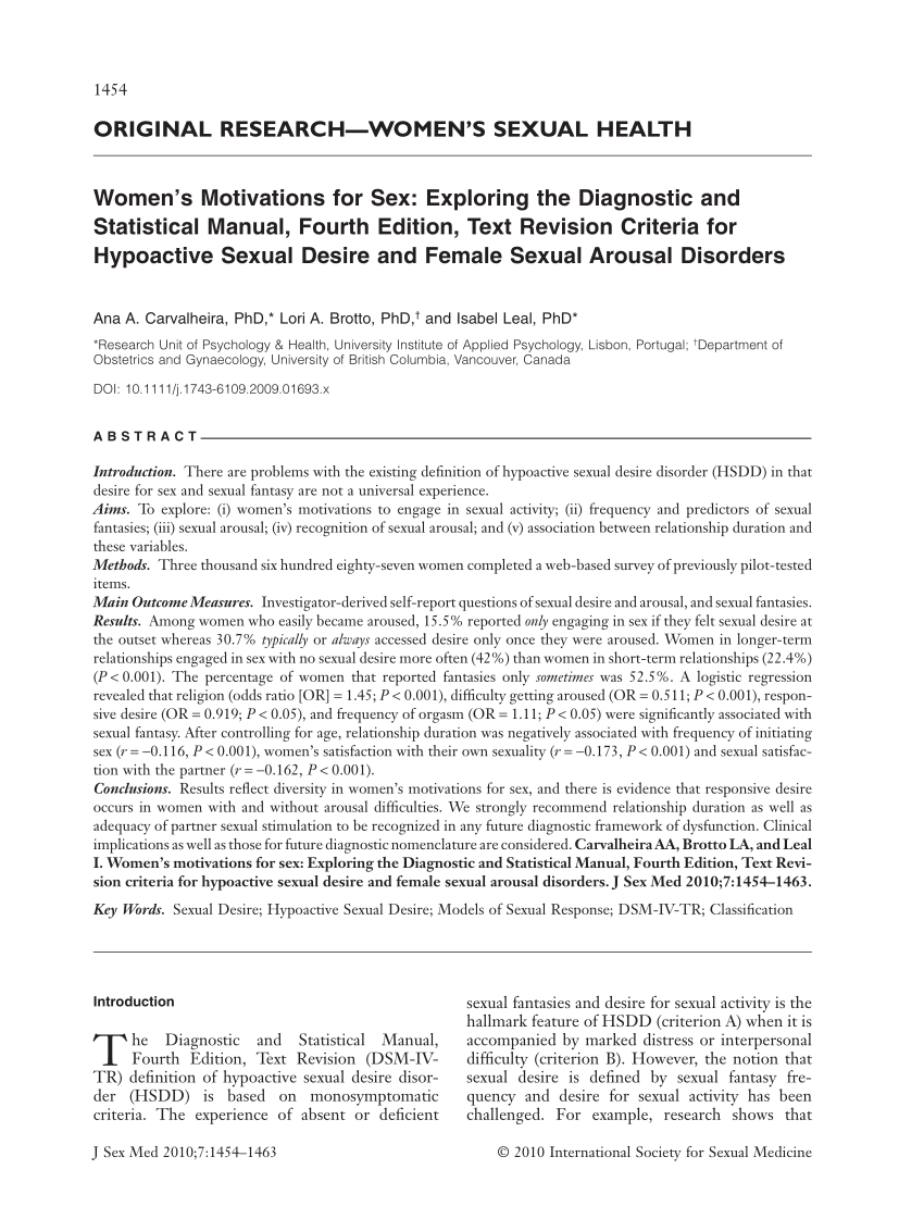 PDF) Exploring patterns of sexual desire-arousal response in women