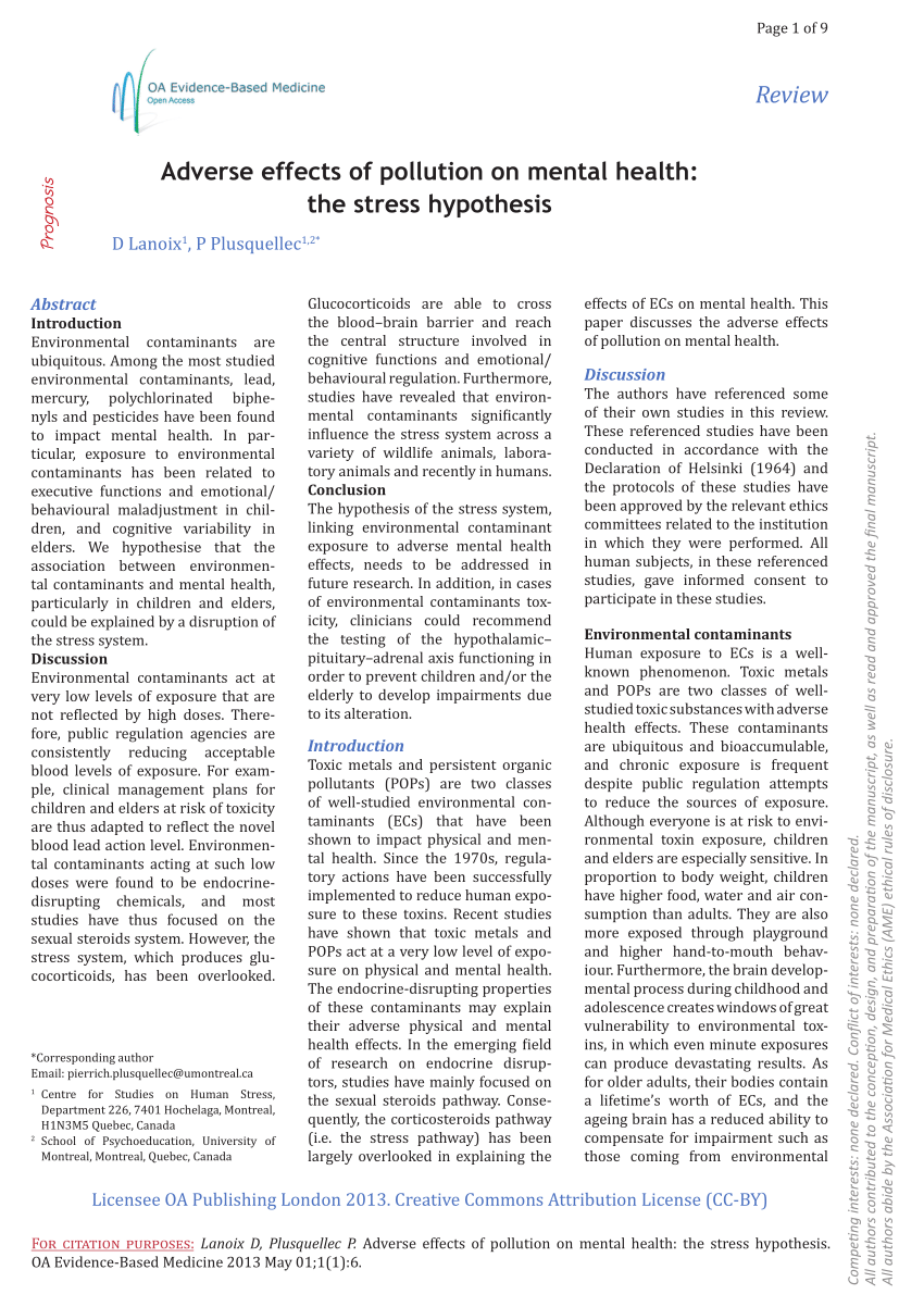 hypothesis on mental health
