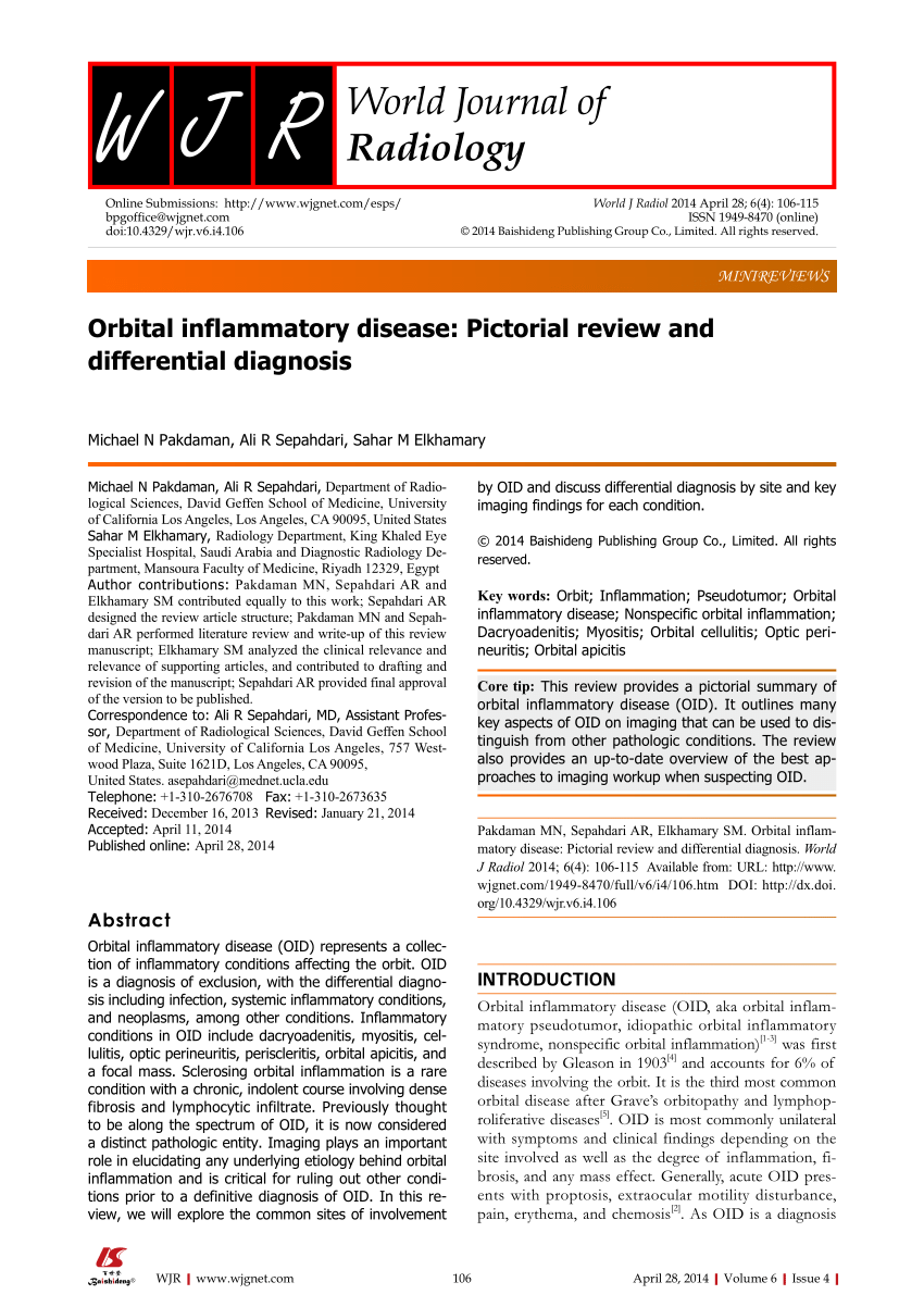 PDF) Orbital inflammatory disease: Pictorial review and 