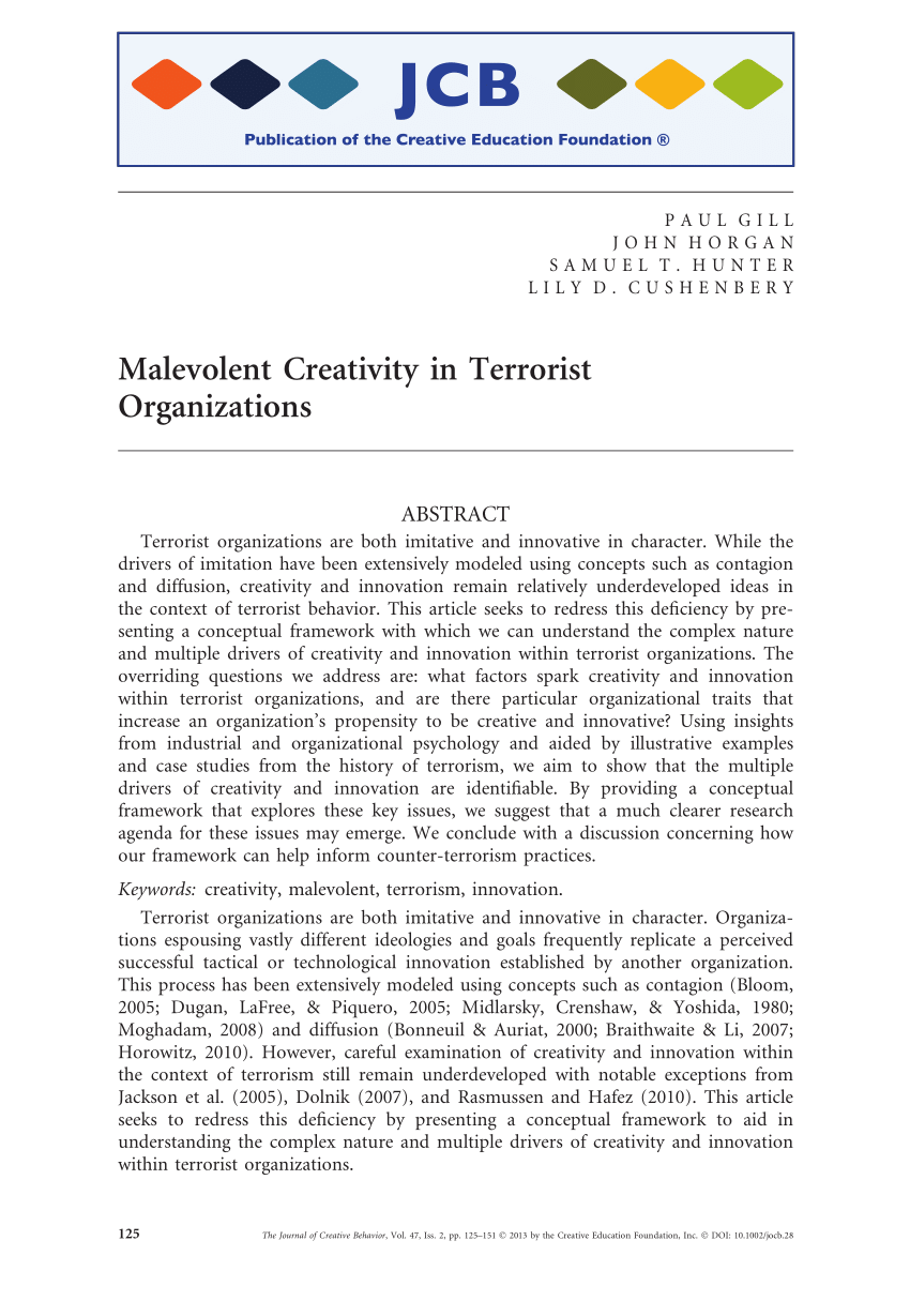 PDF) Malevolent Creativity in Terrorist Organizations