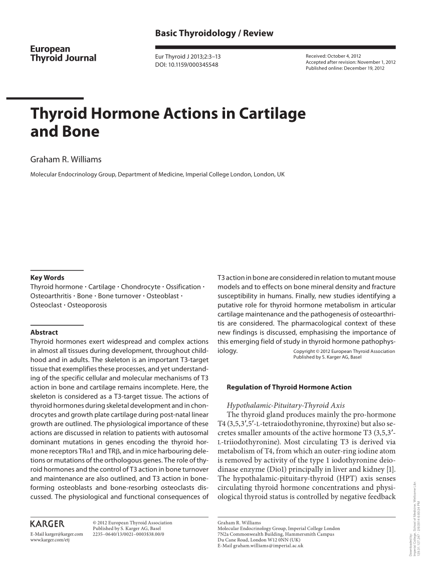 (PDF) Thyroid Hormone Actions in Cartilage and Bone