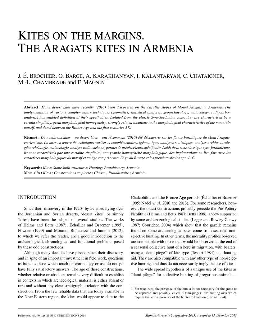 PDF Kites on the margins. The Aragats kites in Armenia