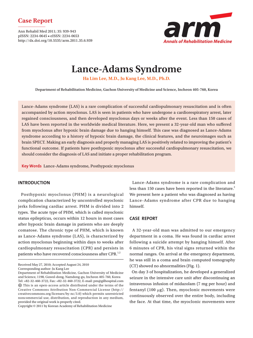 Pdf Lance Adams Syndrome