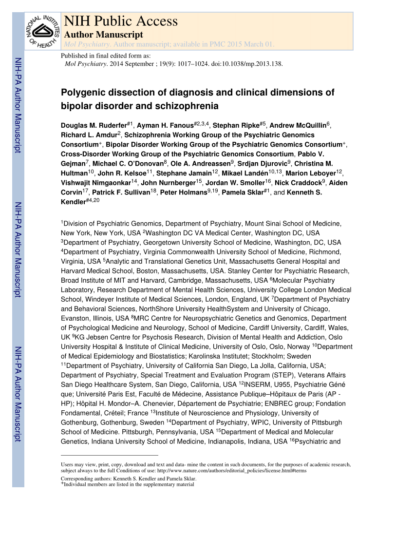 Pdf Polygenic Dissection Of Diagnosis And Clinical Dimensions Of Bipolar Disorder And 8896