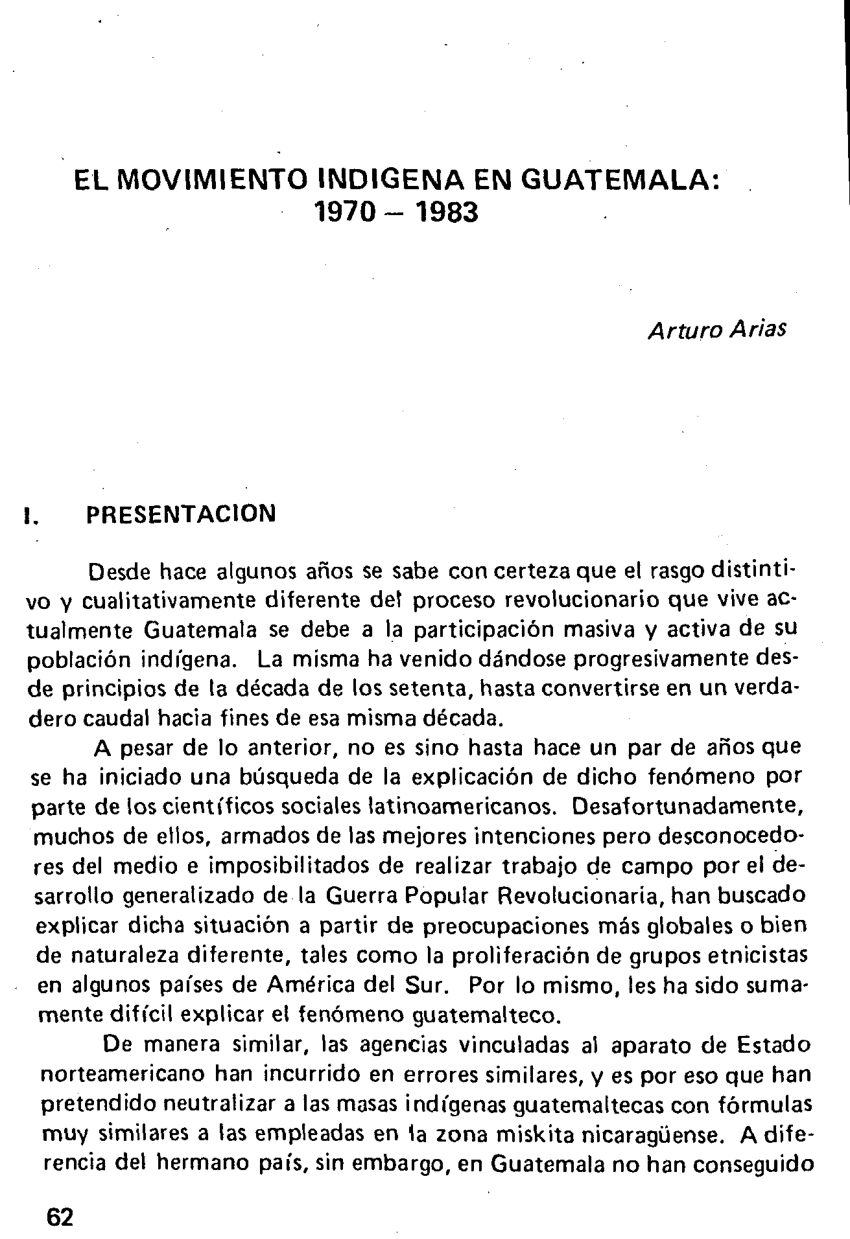 (PDF) AArias-El movimiento indigena en Guatemala: 1970-1983