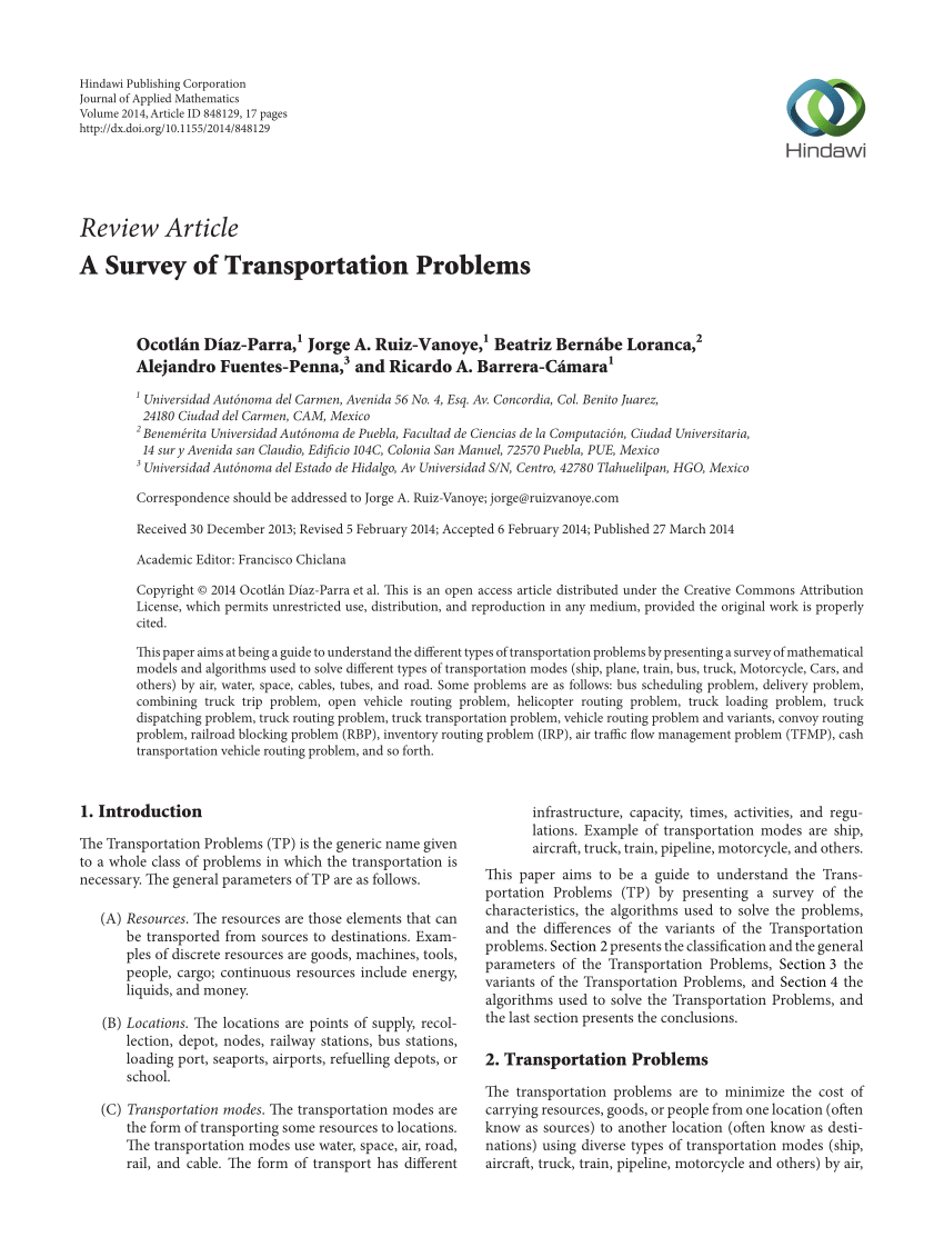 research paper on transportation problem pdf