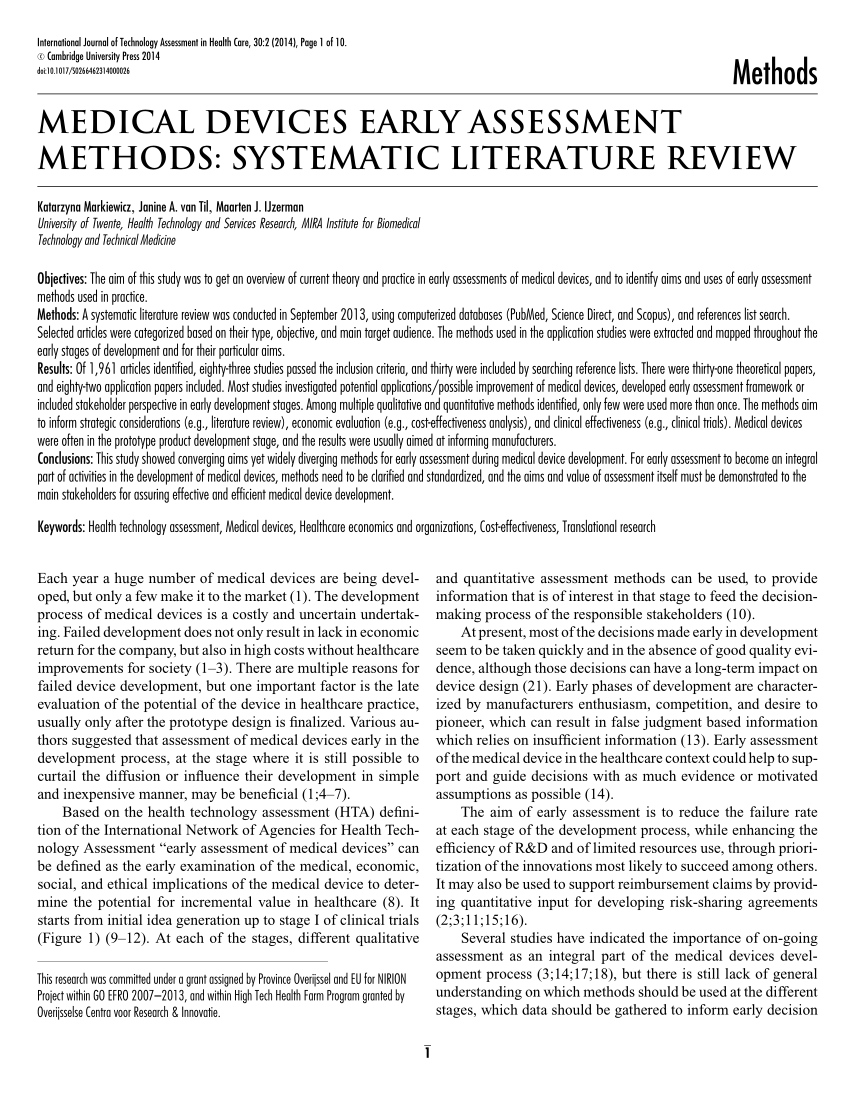 systematic literature review medical devices