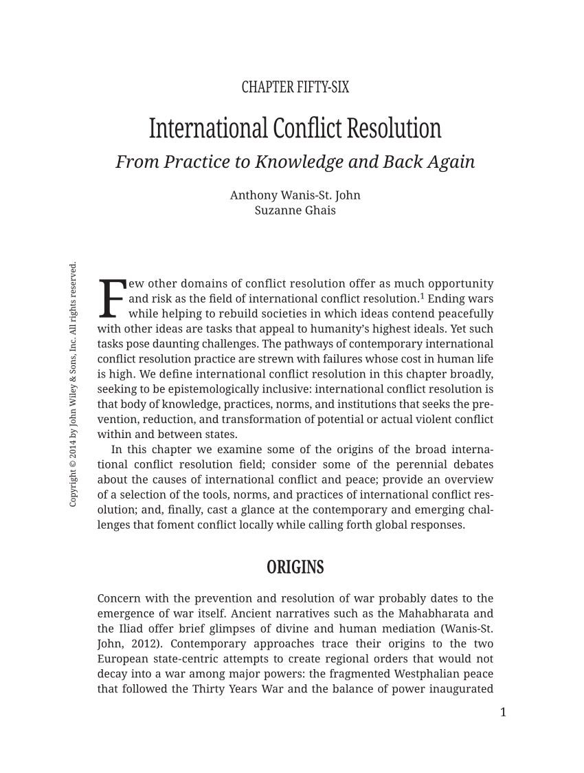 research paper on conflict resolution pdf