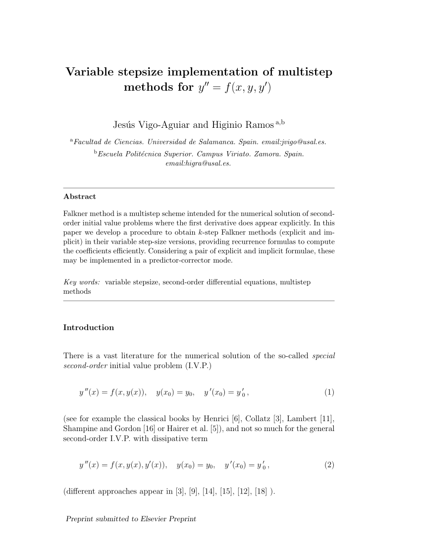 Pdf Variable Stepsize Implementation Of Multistep Methods For Y F X Y Y