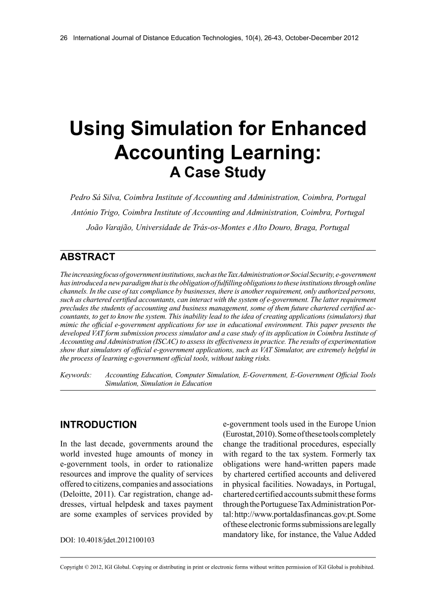 Pdf Using Simulation For Enhanced Accounting Learning A Case Study