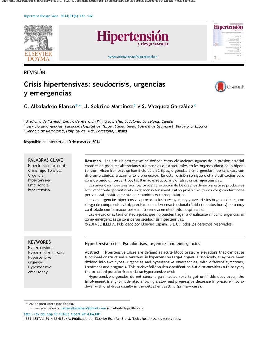 PDF) Manejo de las emergencias hipertensivas en el anciano con dinitrato de  isosorbide en nebulizador