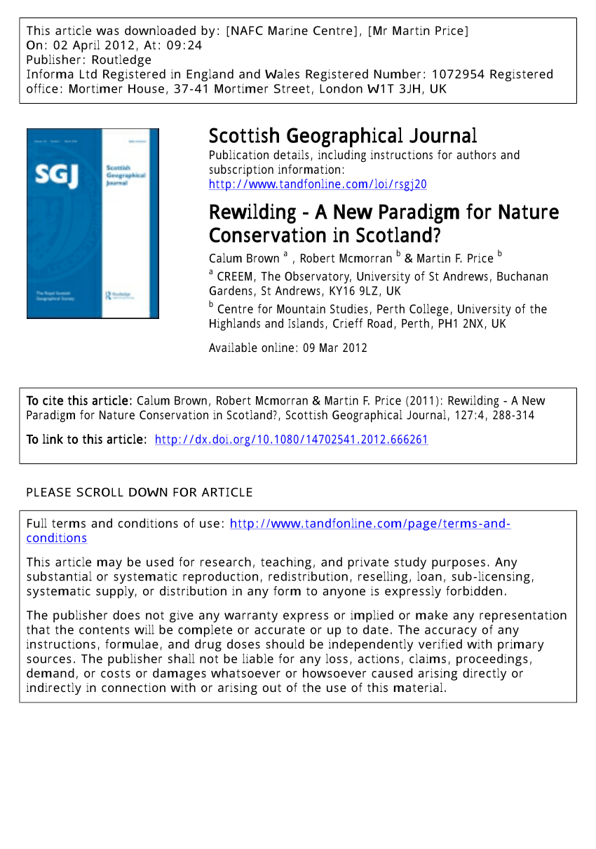 Pdf Rewilding A New Paradigm For Nature Conservation In Scotland