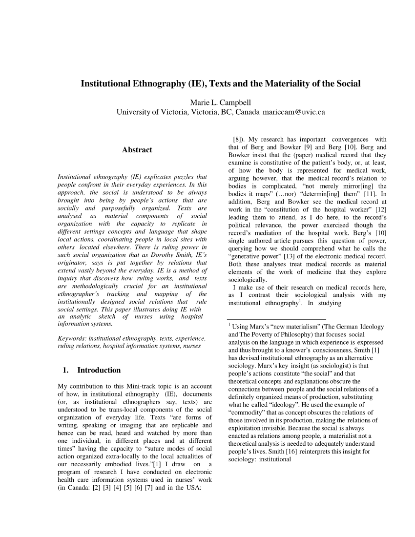 institutional ethnography examples