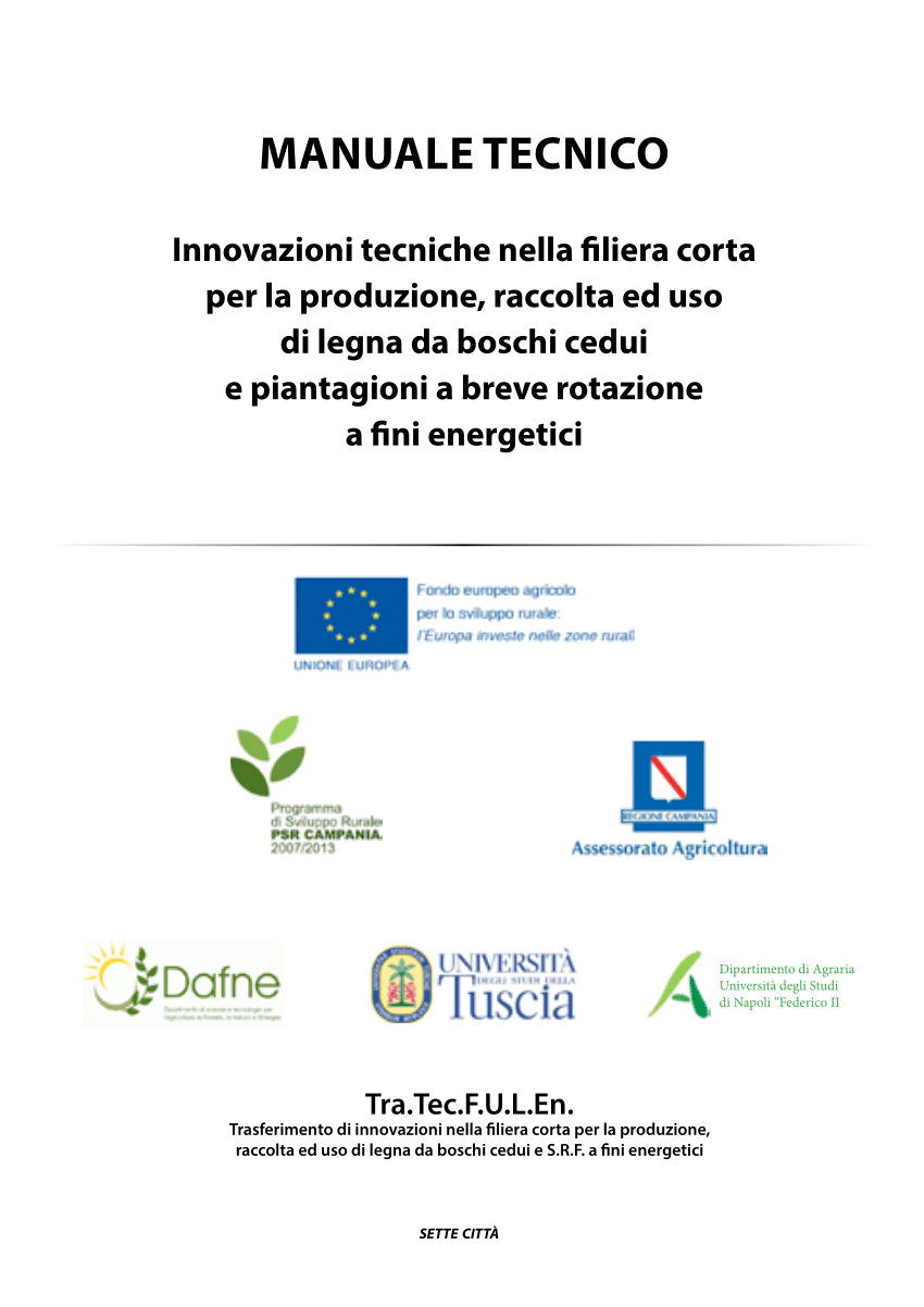 PDF) Manuale tecnico di innovazioni nella filiera corta per la produzione,  raccolta ed uso di legna da boschi cedui e piantagioni a breve rotazione a  fini energetici