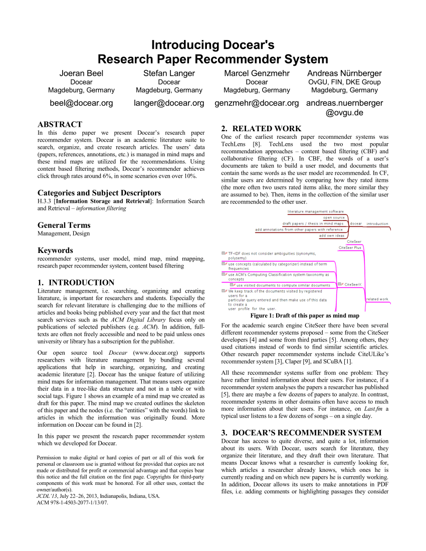 research paper recommender system online