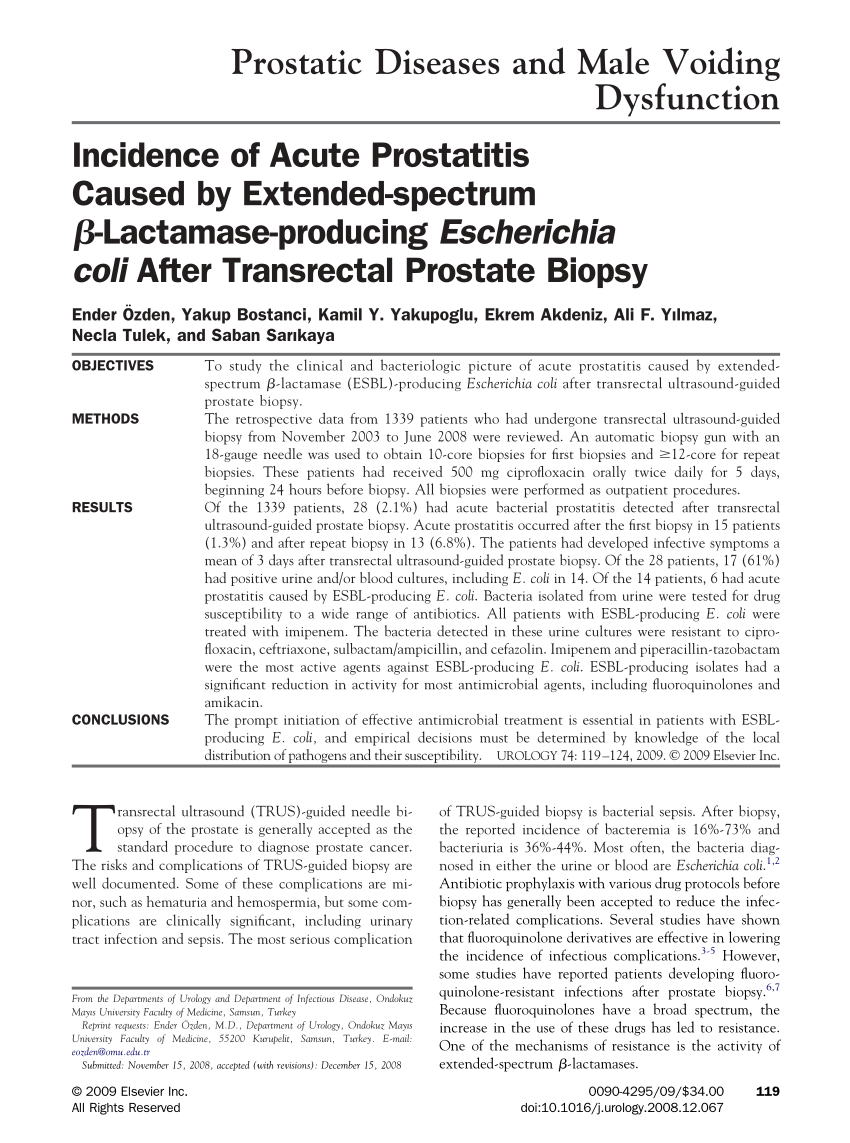 Escherichia prosztatitis Krónikus prosztatitis kezelés és meddőség