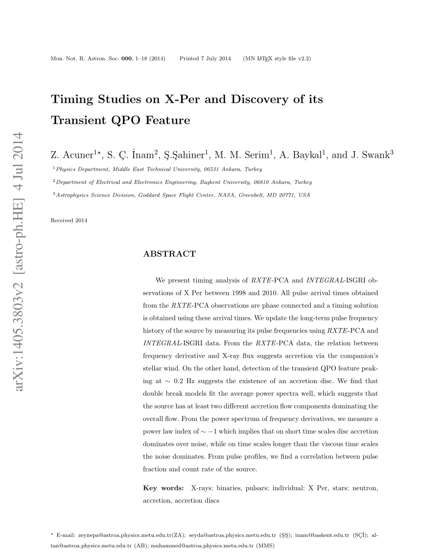 Pdf Timing Studies On X Per And Discovery Of Its Transient Qpo Feature