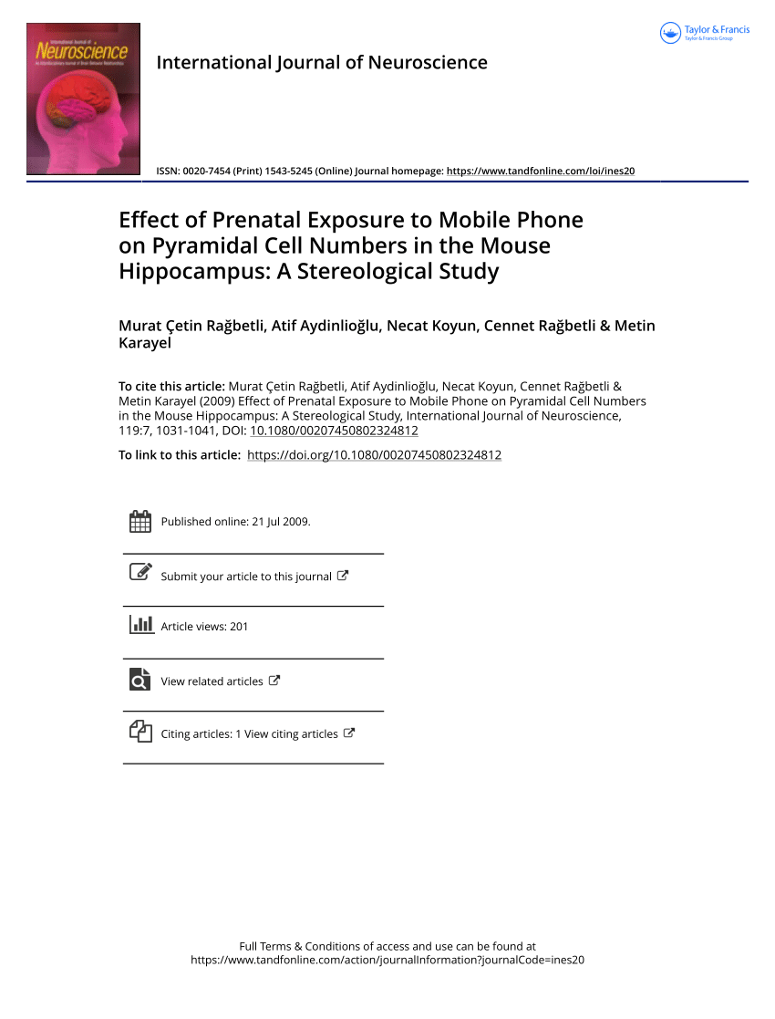 PDF Effect of Prenatal Exposure to Mobile Phone on Pyramidal Cell  